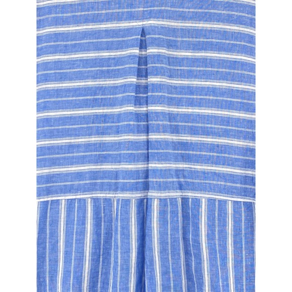 J Jill Love‎ Linen Shirt womens Medium Blue & White Striped Linen Button-Up - Picture 4 of 11